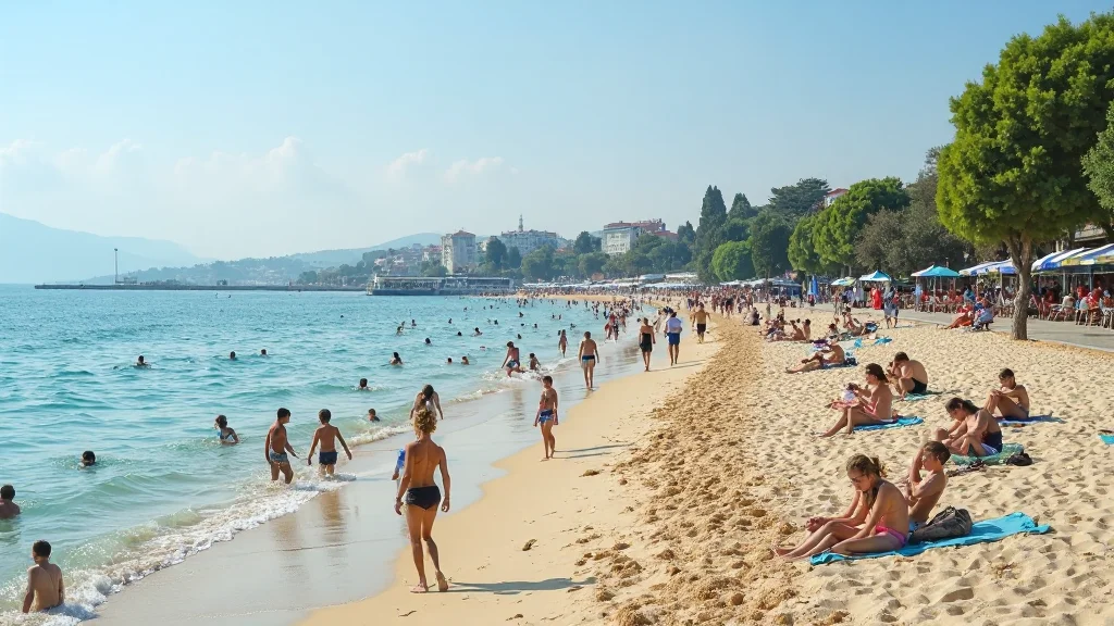 Samsun Atakum - People enjoying the sunny Mert Beach in Samsun, Tu