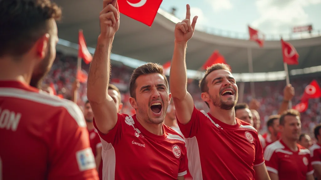 Samsun Atakum - Energetic crowd of Samsunspor football fans celebr