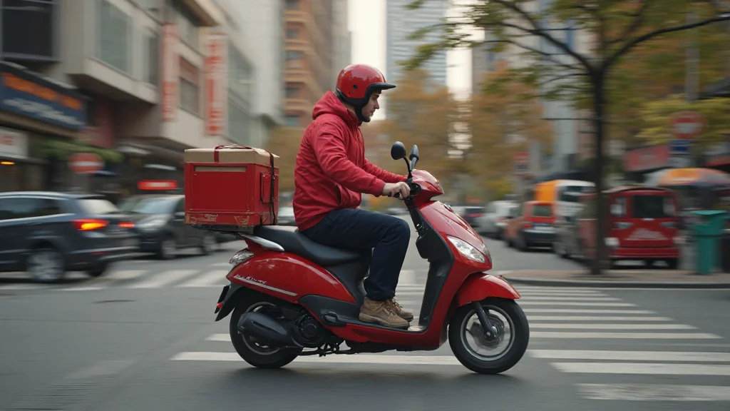 Samsun Atakum - A pizza delivery person on a scooter, quickly navi