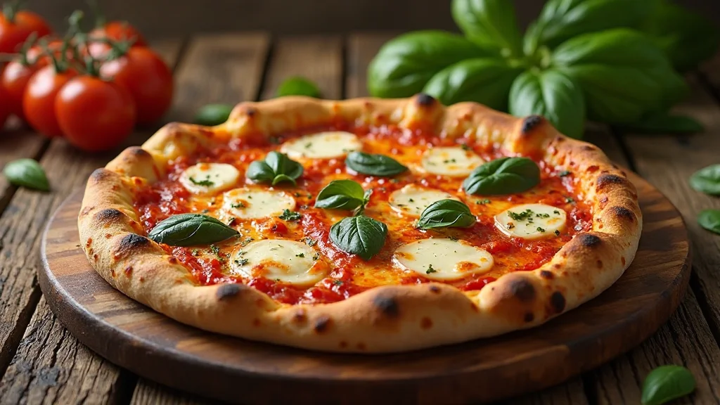 Samsun Atakum - Artisan Roma pizza on a rustic wooden table, with